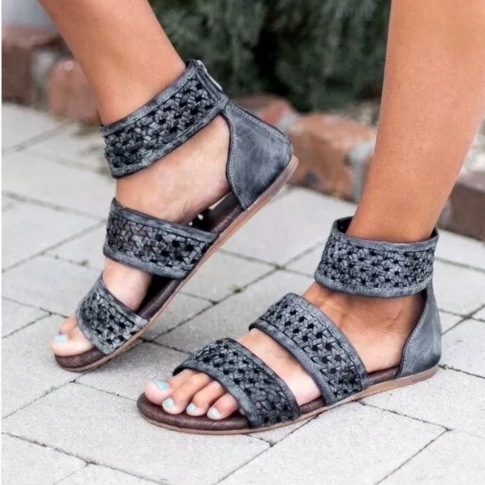 Bed Stu Black Woven Sandals